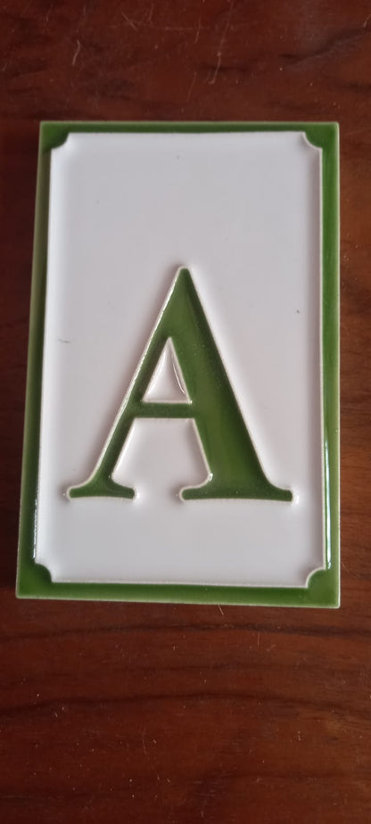Hand-painted Italian Ceramic Simple Green House Numbers Tiles | Tile Size: 11 x 7cm