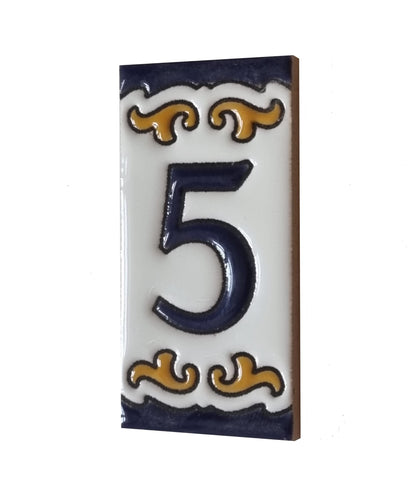 Hand-painted Ceramic Mini House Number Tiles | 2.95 x 1.46 x 0.2 inches 7.5 x 3.7cm | MD-05