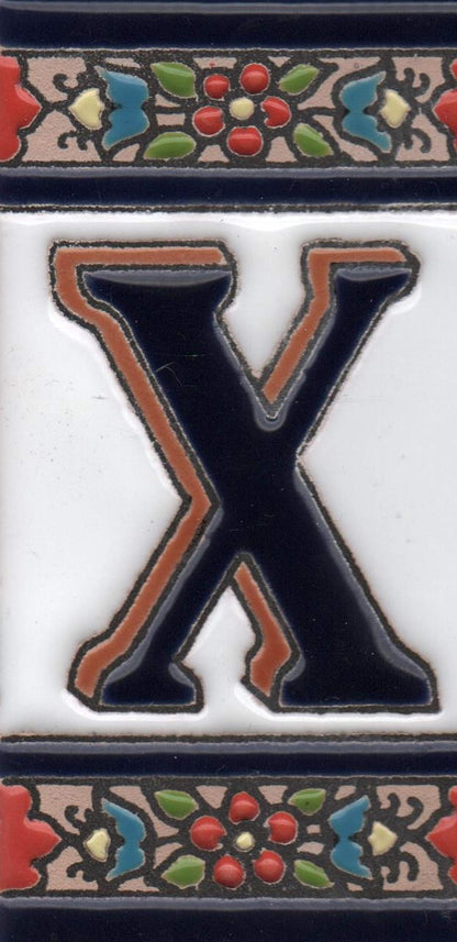 Hand-painted Ceramic Numbers & Letters Tiles Red Blue & Green Floral 11 x 5.5cm 2 to 7 Tile Frames