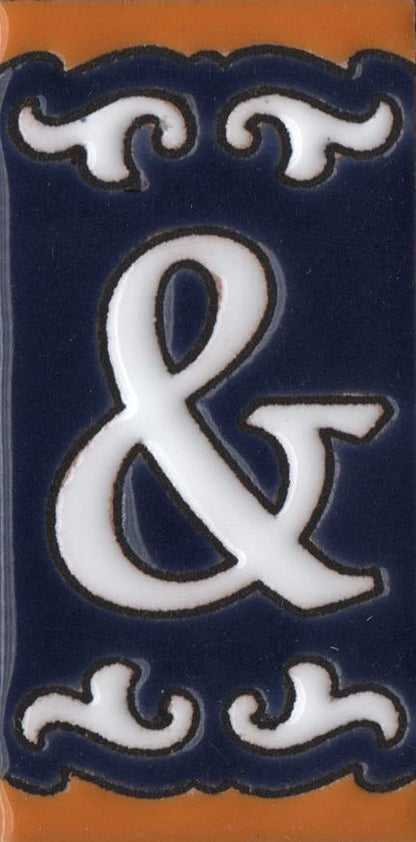 Hand-painted Mini Daniela Deep Blue Ceramic Numbers Tiles 7.5 x 3.7cm | M-01