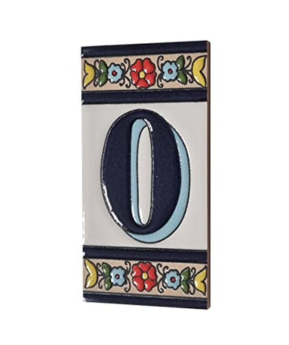 Altea Spanish Hand-painted Ceramic 11 x 5.5 cm or 2.165 x 4.331 inch House Number Tiles