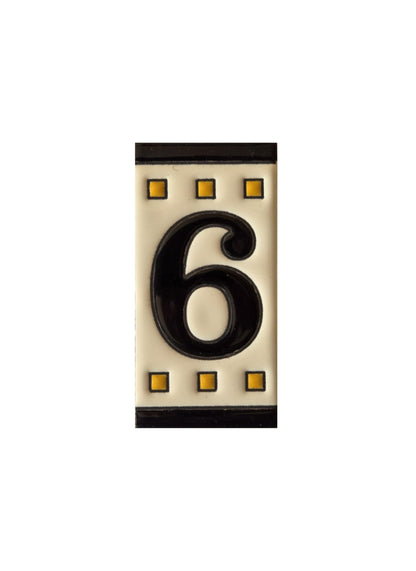 Spanish Solo Hand-painted Ceramic House Number Tiles 11 x 5.5 cm