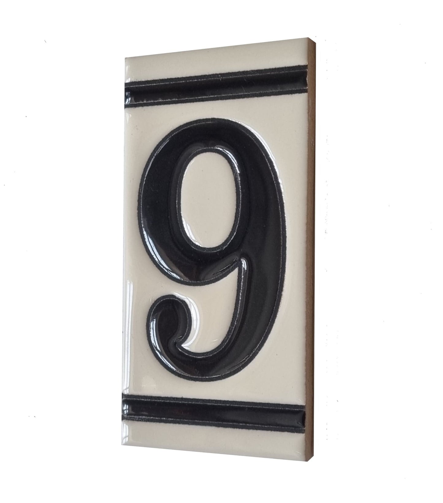 French White Classic Hand-Painted House Number Tiles 4.3' x 2.2' 11 x 5.5cm & Optional Metal Frames