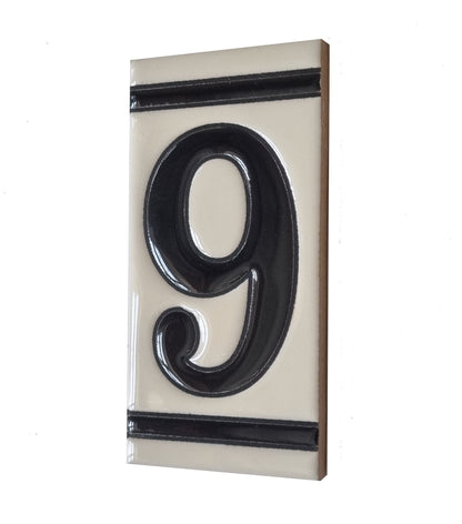 French White Classic Hand-Painted House Number Tiles 4.3' x 2.2' 11 x 5.5cm & Optional Metal Frames