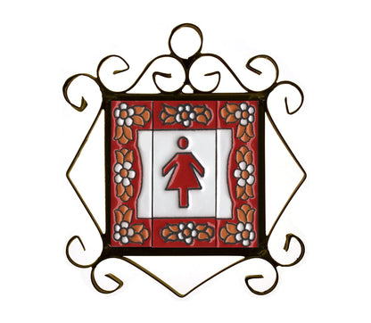 Ceramic House Tile Numbers & Letters, Red Floral Design, Tile Size: 7.5cm x 3.5cm, 2 to 10 Tile Frames