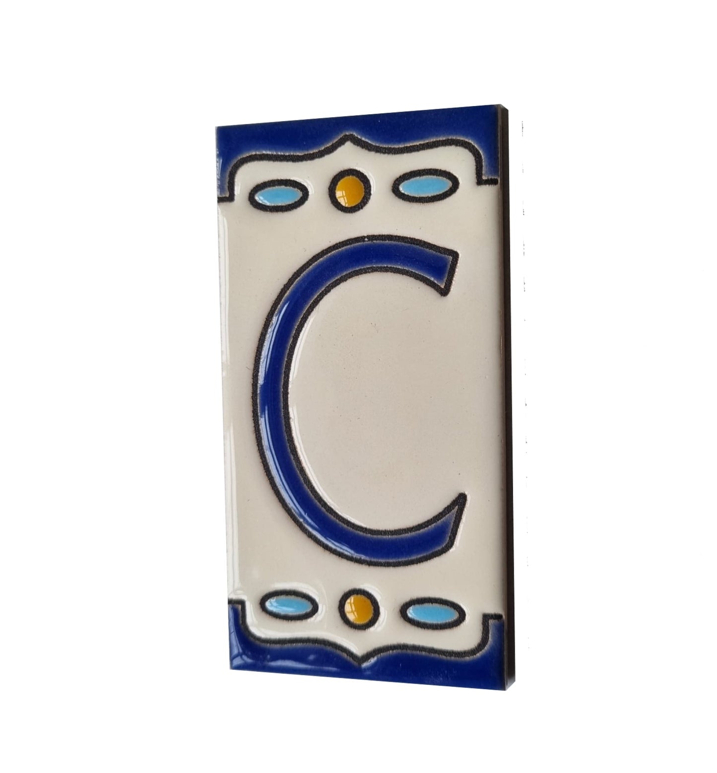 Nazari M-5 Spanish Hand-painted Ceramic House Number Tiles 11 x 5.5 cm