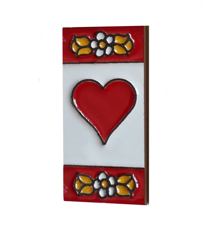 Ceramic House Tile Numbers & Letters, Red Floral Design, Tile Size: 7.5cm x 3.5cm, 2 to 10 Tile Frames