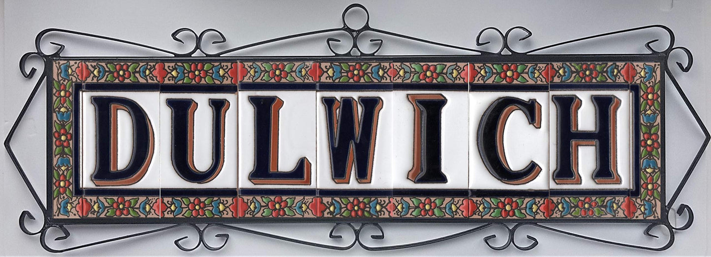 Hand-painted Ceramic Numbers & Letters Tiles Red Blue & Green Floral 11 x 5.5cm 2 to 7 Tile Frames
