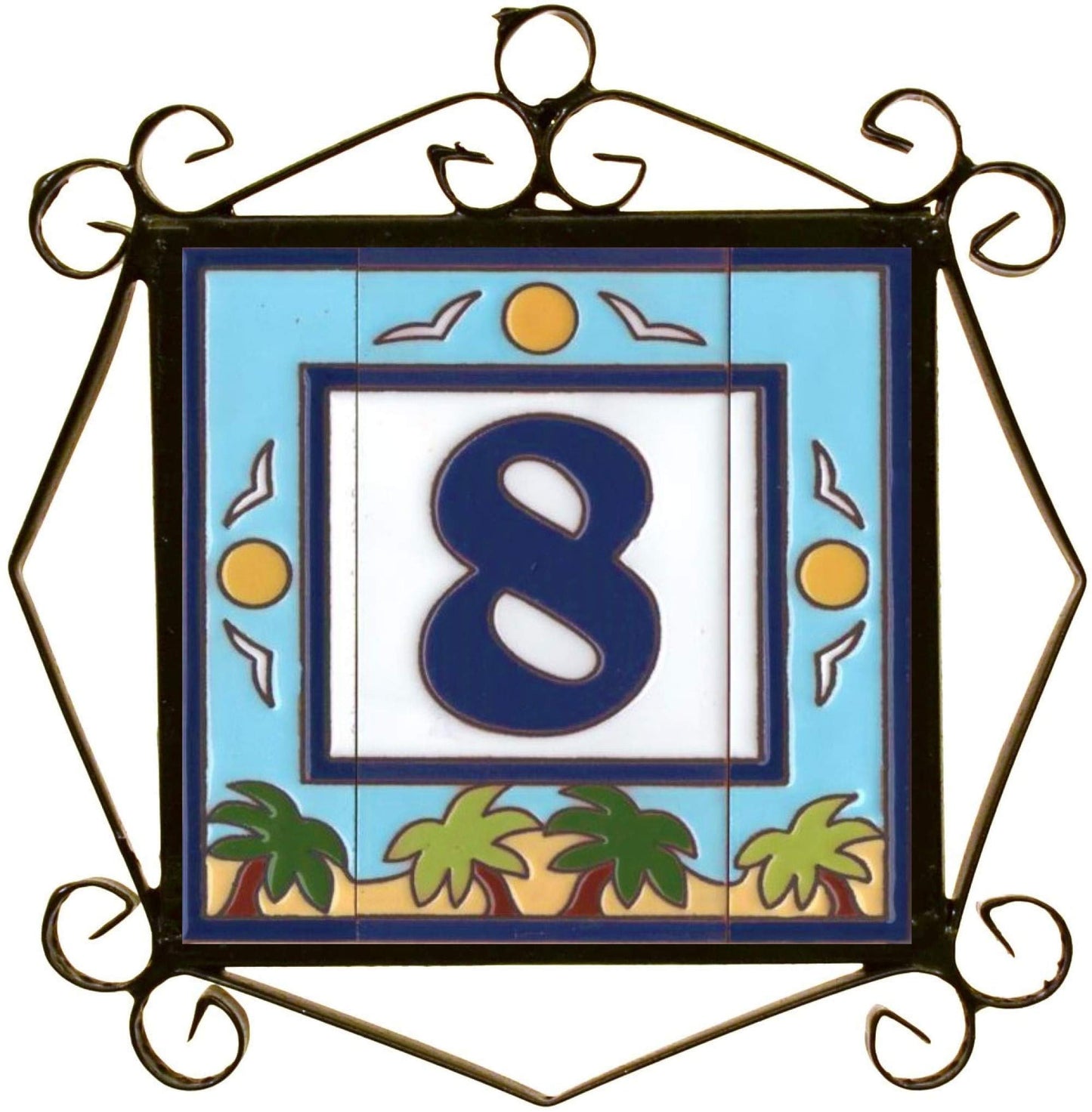Beach Designed Ceramic House Number Tiles 15 x 7.5 cm