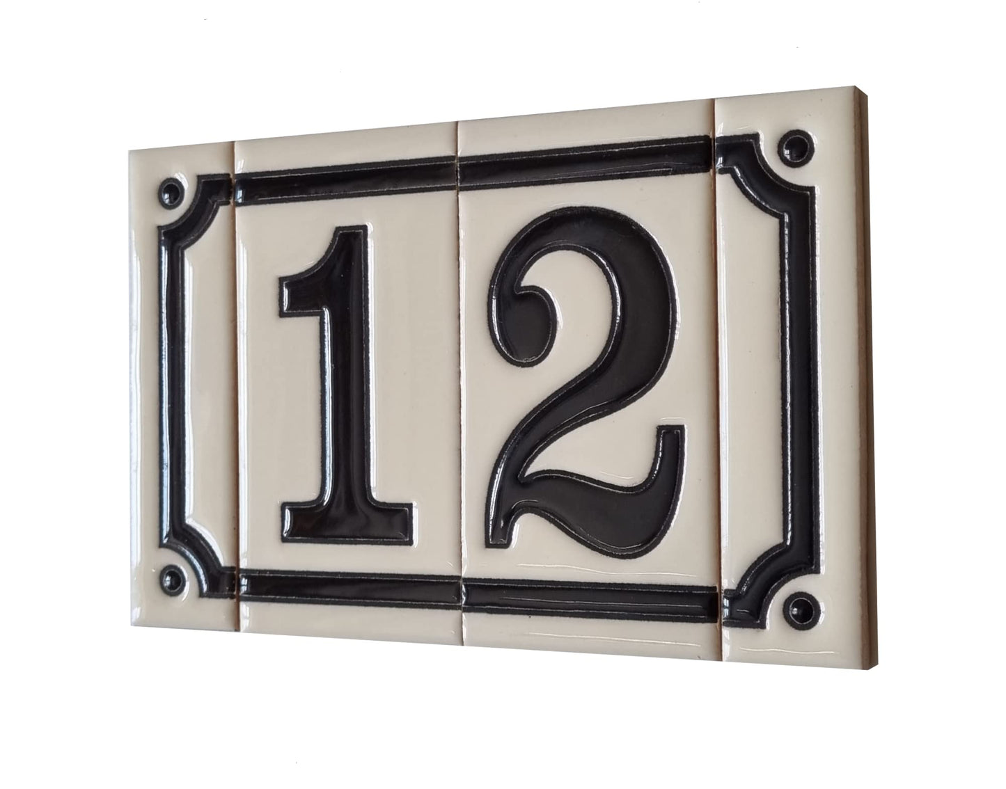 French White Classic Hand-Painted House Number Tiles 4.3' x 2.2' 11 x 5.5cm & Optional Metal Frames