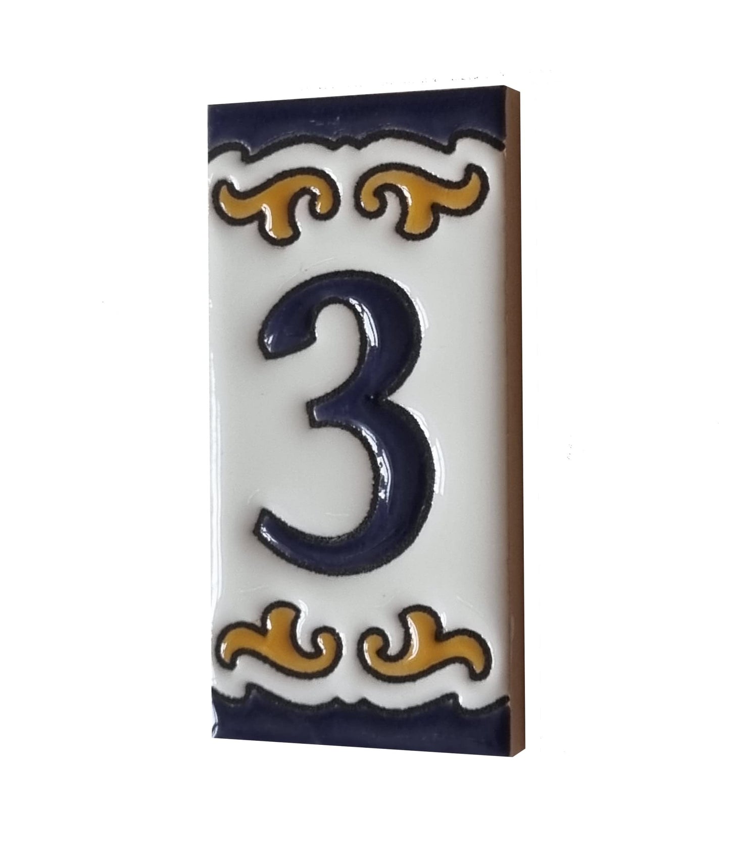 Hand-painted Ceramic Mini House Number Tiles | 2.95 x 1.46 x 0.2 inches 7.5 x 3.7cm | MD-05