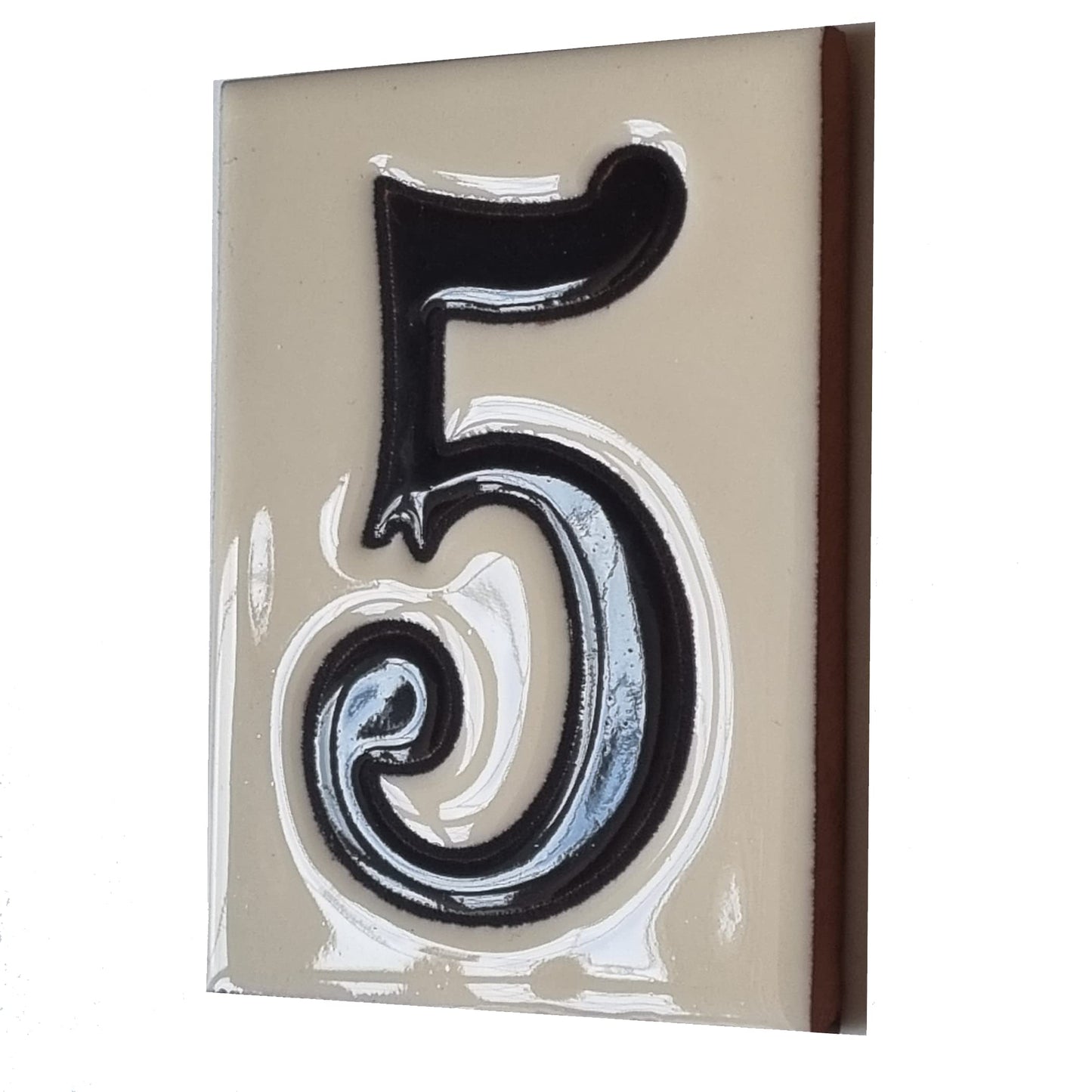 Hand-painted Costa Black & White Ceramic House Number Tiles 10 x 7.5cm