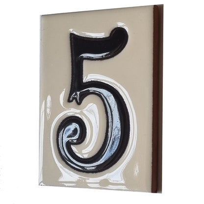 Hand-painted Costa Black & White Ceramic House Number Tiles 10 x 7.5cm