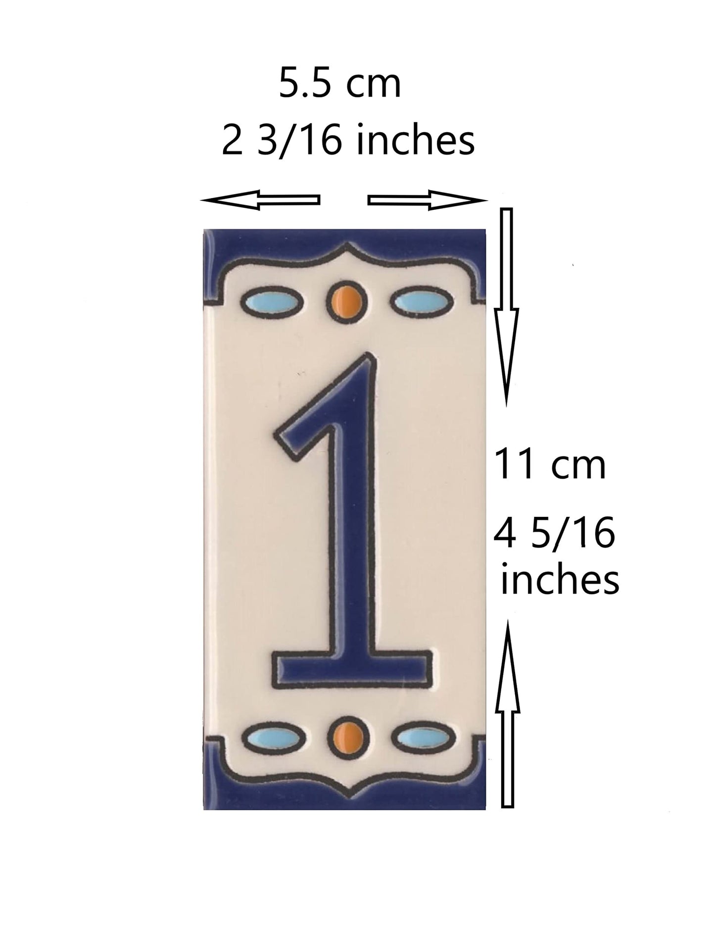 Nazari M-5 Spanish Hand-painted Ceramic House Number Tiles 11 x 5.5 cm