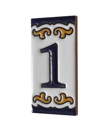 Hand-painted Ceramic Mini House Number Tiles | 2.95 x 1.46 x 0.2 inches 7.5 x 3.7cm | MD-05