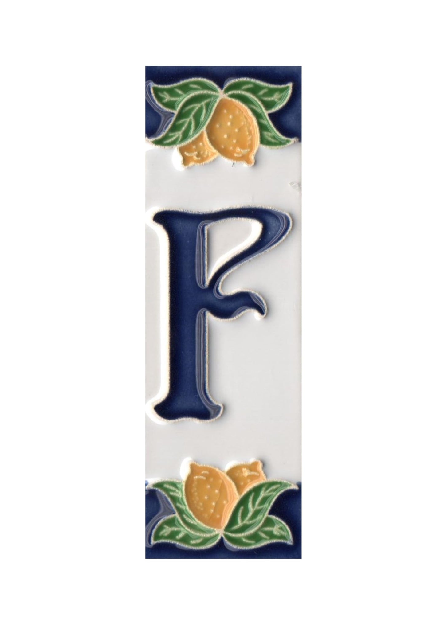 Italian Ceramic Lemon House Numbers & Letters Tiles 10 x 3.3 cm