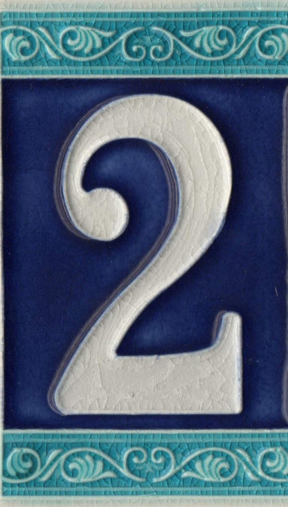 Hand-painted Italian Ceramic House Numbers Tiles | Roman Design | Tile Size: 11cm x 7cm
