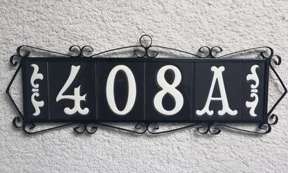 Hand-painted Costa Black Ceramic House Number Tiles 10 x 7.5cm