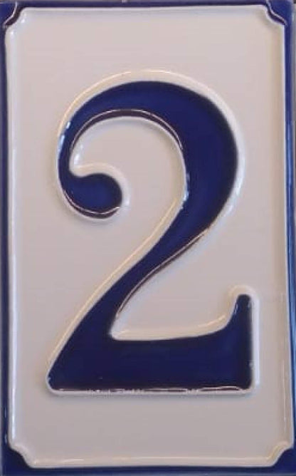 Hand-painted Italian-styled Blue and White Ceramic Custom House Address Numbers Tiles 11 x7 cm