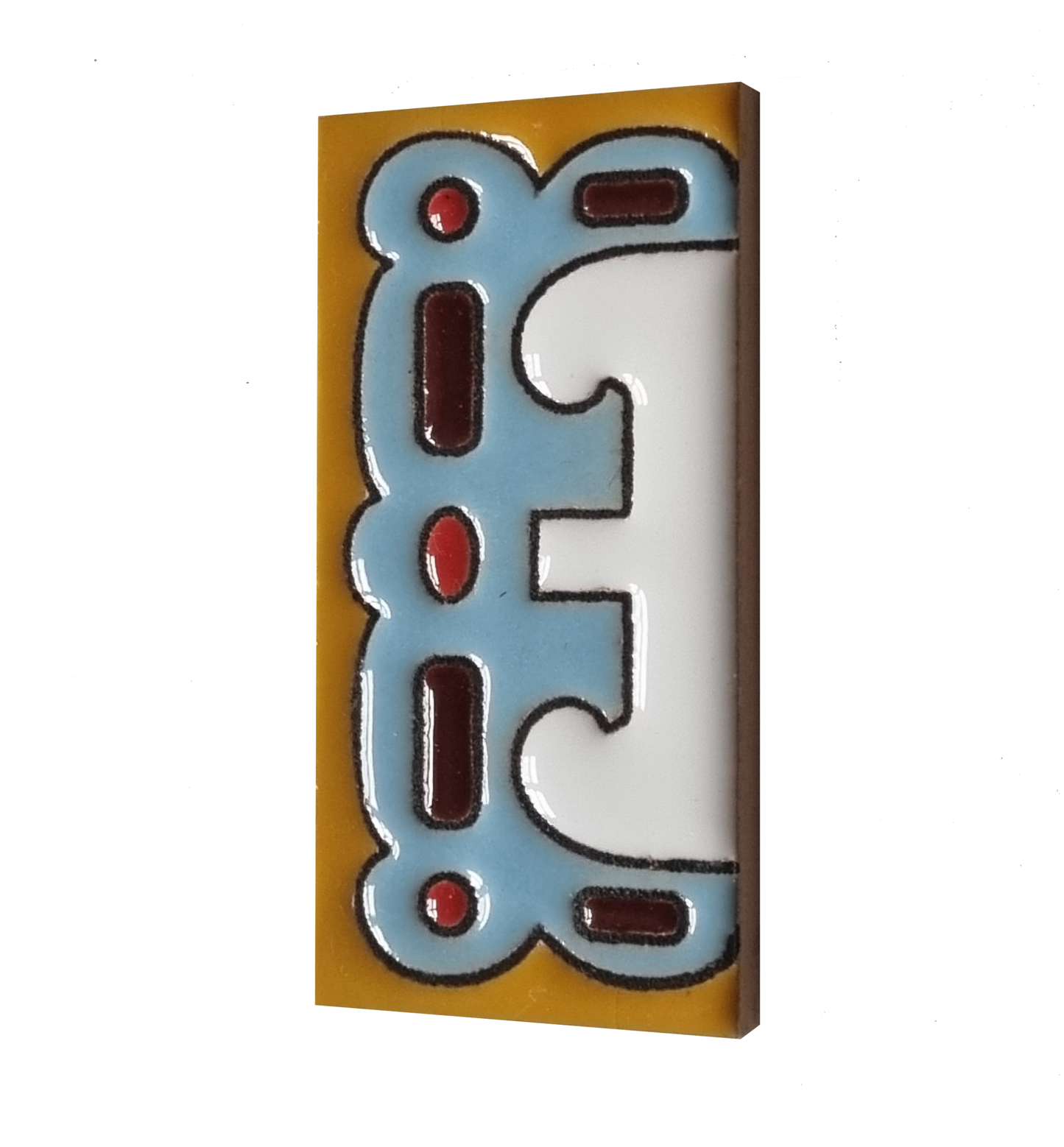 Hand-painted MA-01 Ceramic Blue & Orange Number Tiles | 7.5 x 3.7cm | Metal Frames