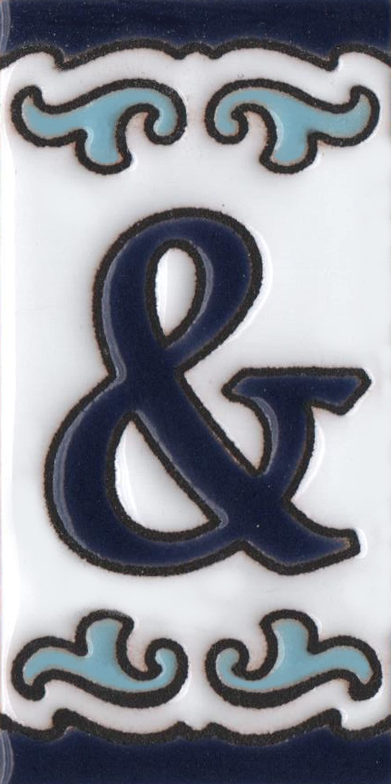 Blue & White Mini-house Ceramic Number Tiles 7.5 x 3.7cm | Optional frames | MD-04