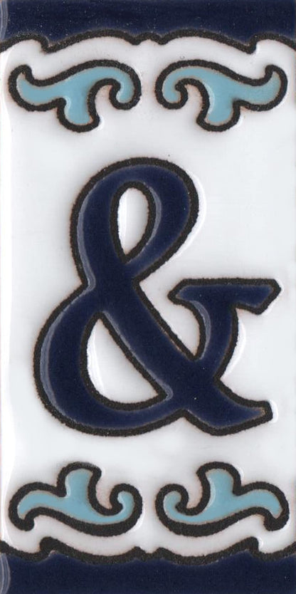 Blue & White Mini-house Ceramic Number Tiles 7.5 x 3.7cm | Optional frames | MD-04