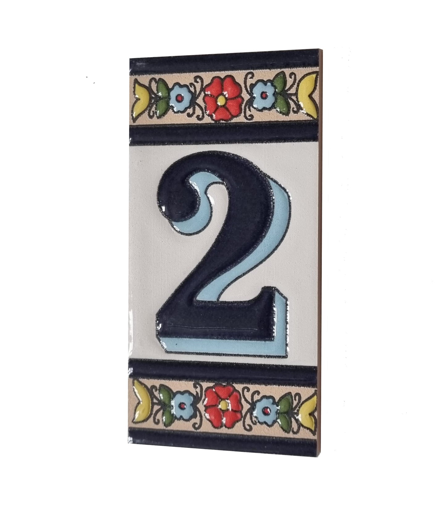 Altea Spanish Hand-painted Ceramic 11 x 5.5 cm or 2.165 x 4.331 inch House Number Tiles