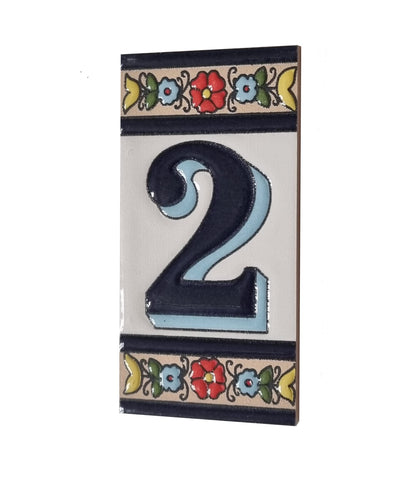 Altea Spanish Hand-painted Ceramic 11 x 5.5 cm or 2.165 x 4.331 inch House Number Tiles