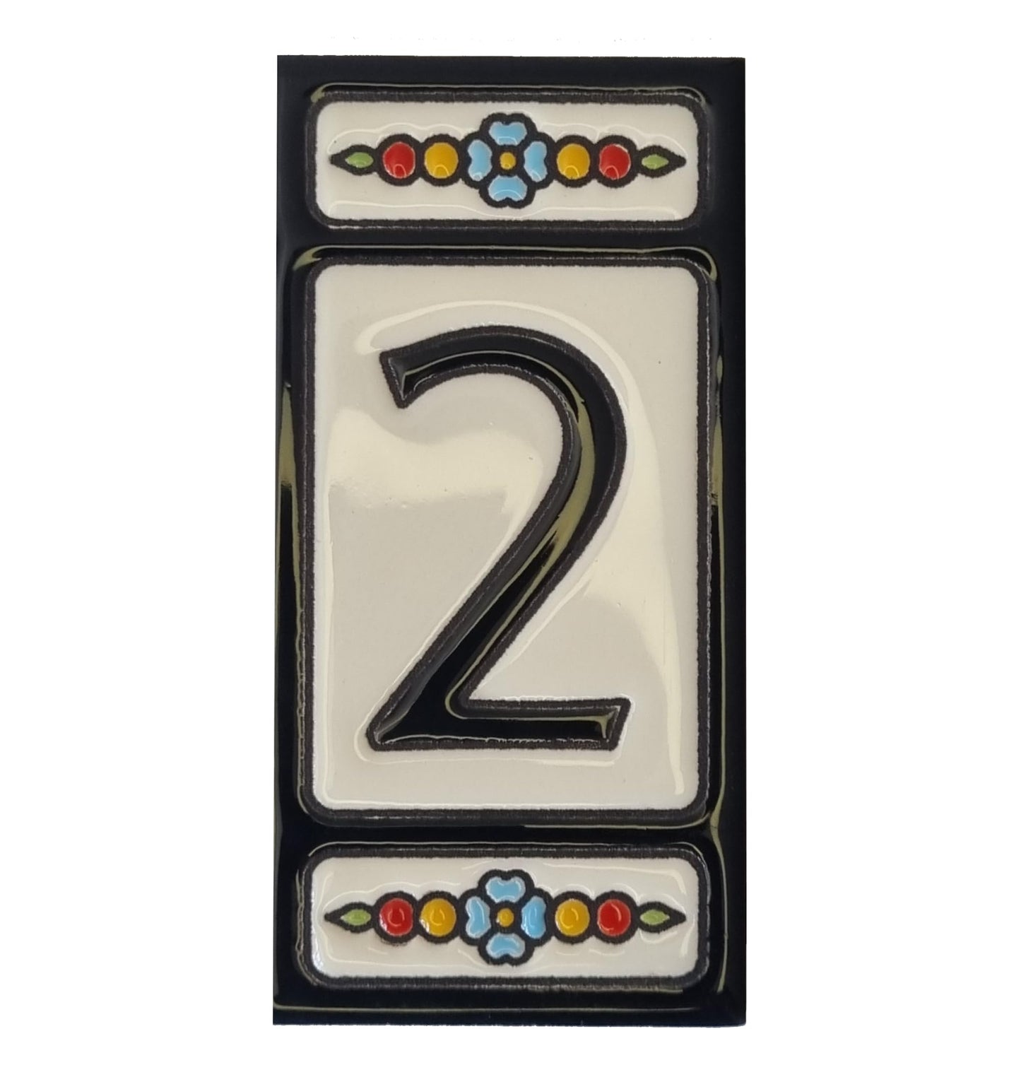 Hand-painted Atalaya M-5 Black Ceramic 11 x 5.5 cm or 2.165 x 4.331 inch House Number Tiles