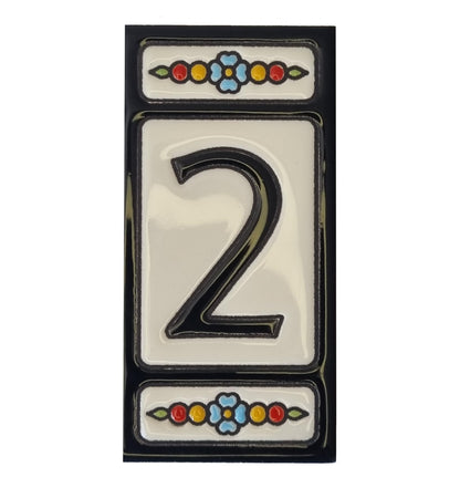 Hand-painted Atalaya M-5 Black Ceramic 11 x 5.5 cm or 2.165 x 4.331 inch House Number Tiles