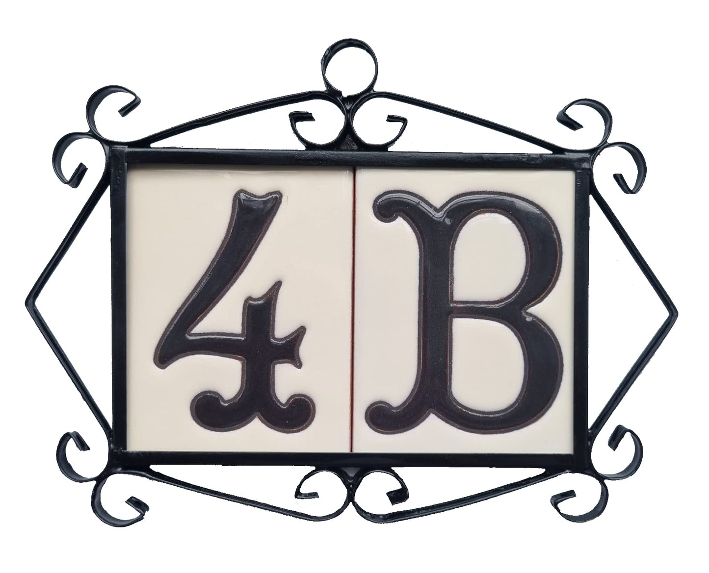 Hand-painted Costa Black & White Ceramic House Number Tiles 10 x 7.5cm