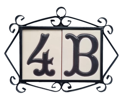 Hand-painted Costa Black & White Ceramic House Number Tiles 10 x 7.5cm