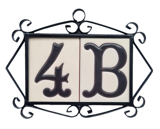 Spanish Hand-painted Ceramic House Number Tiles 10 x 7.5 cm & Frames