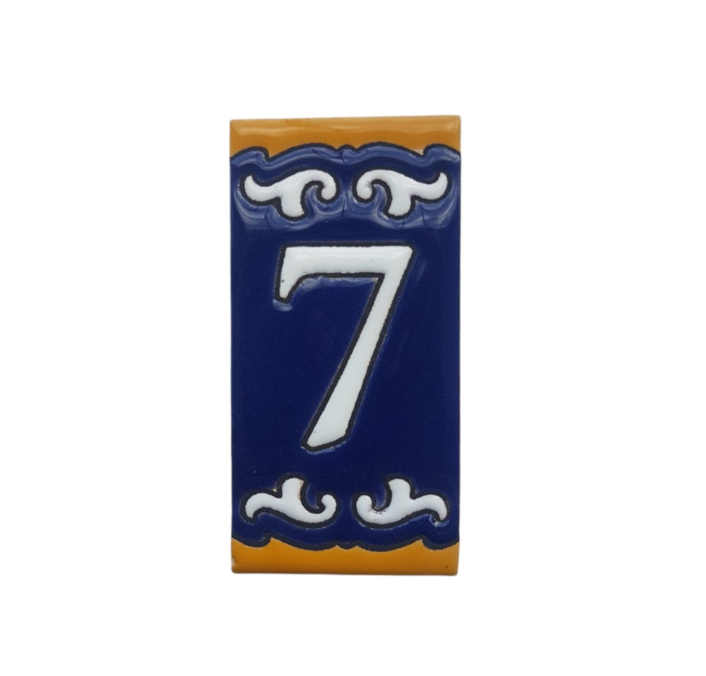 Hand-painted Mini Daniela Deep Blue Ceramic Numbers Tiles 7.5 x 3.7cm | M-01