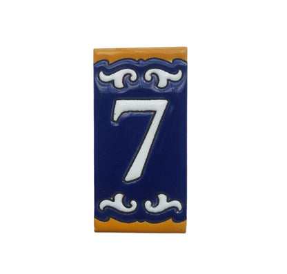 Hand-painted Mini Daniela Deep Blue Ceramic Numbers Tiles 7.5 x 3.7cm | M-01