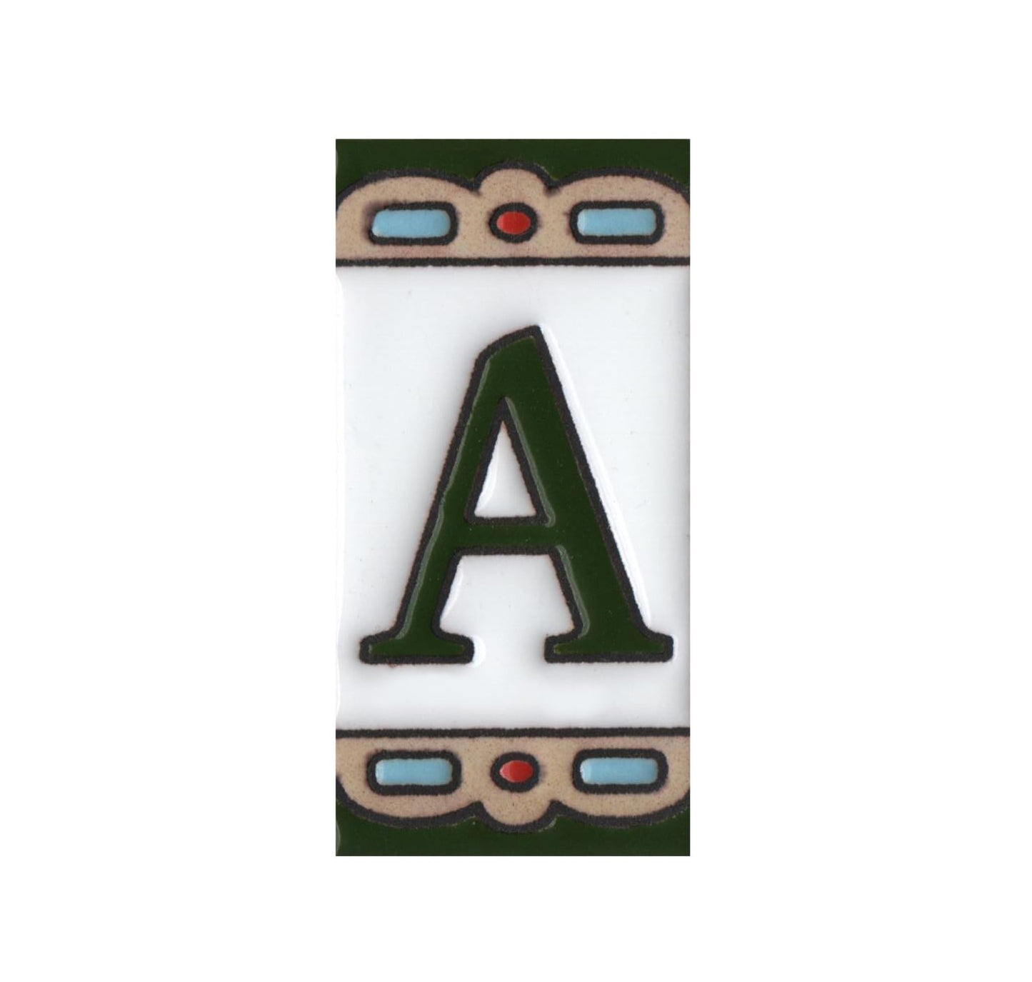 Hand-painted Mini-Green Ceramic House Number Tiles 7.5 x 3.7 cm