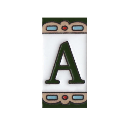 Hand-painted Mini-Green Ceramic House Number Tiles 7.5 x 3.7 cm