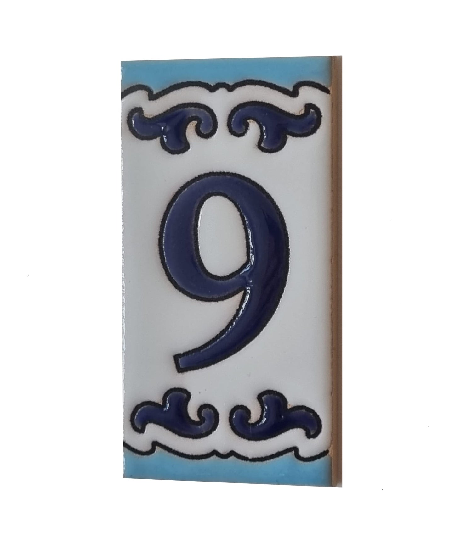 Spanish Hand-Painted Ceramic House Number Tiles | MD-02 | 7.5x3.7cm