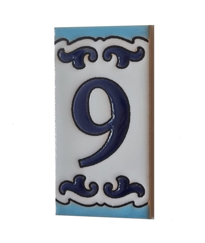 Spanish Hand-Painted Ceramic House Number Tiles | MD-02 | 7.5x3.7cm