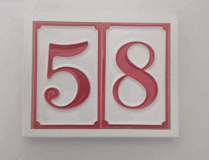Italian hand-painted red ceramic house number tiles 11 x 7cm optional hardwood frames