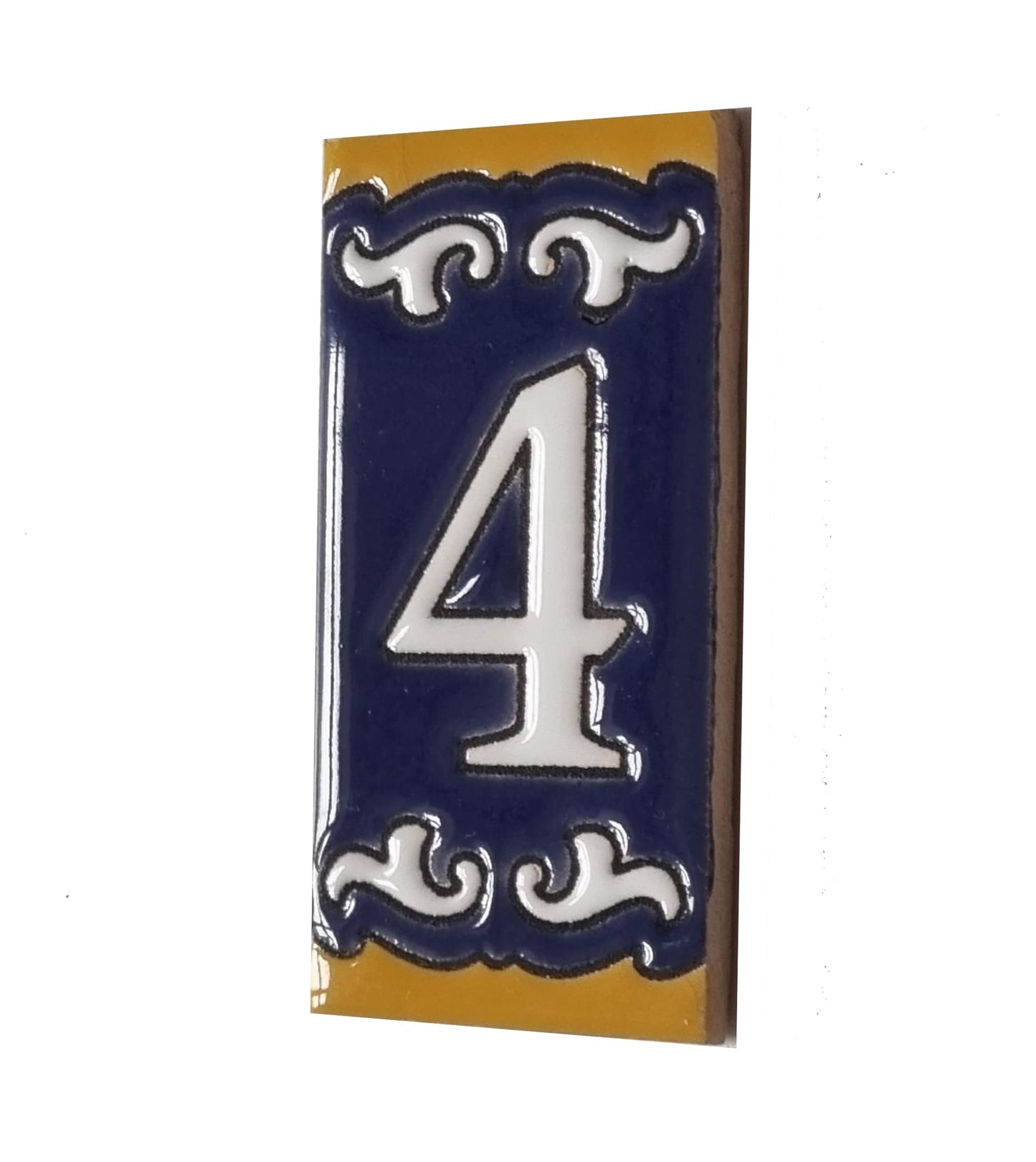 Hand-painted Mini Daniela Deep Blue Ceramic Numbers Tiles 7.5 x 3.7cm | M-01