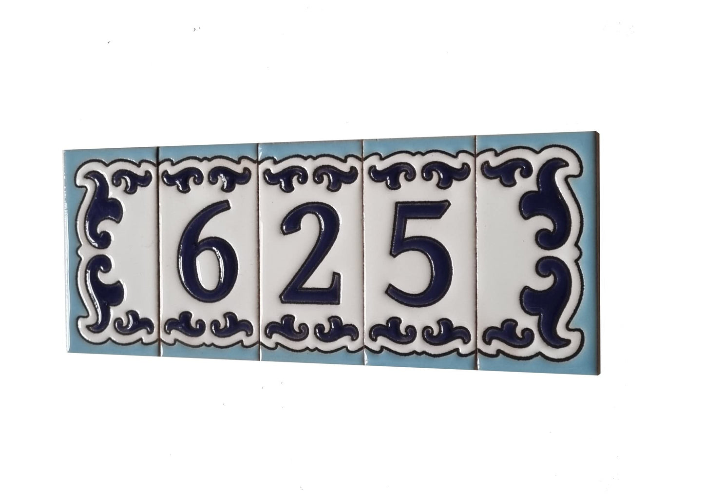 Spanish Hand-Painted Ceramic House Number Tiles | MD-02 | 7.5x3.7cm