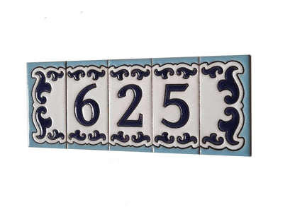 Spanish Hand-Painted Ceramic House Number Tiles | MD-02 | 7.5x3.7cm