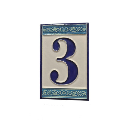 Hand-painted Italian Greek-styled house number tiles 11 x 7cm