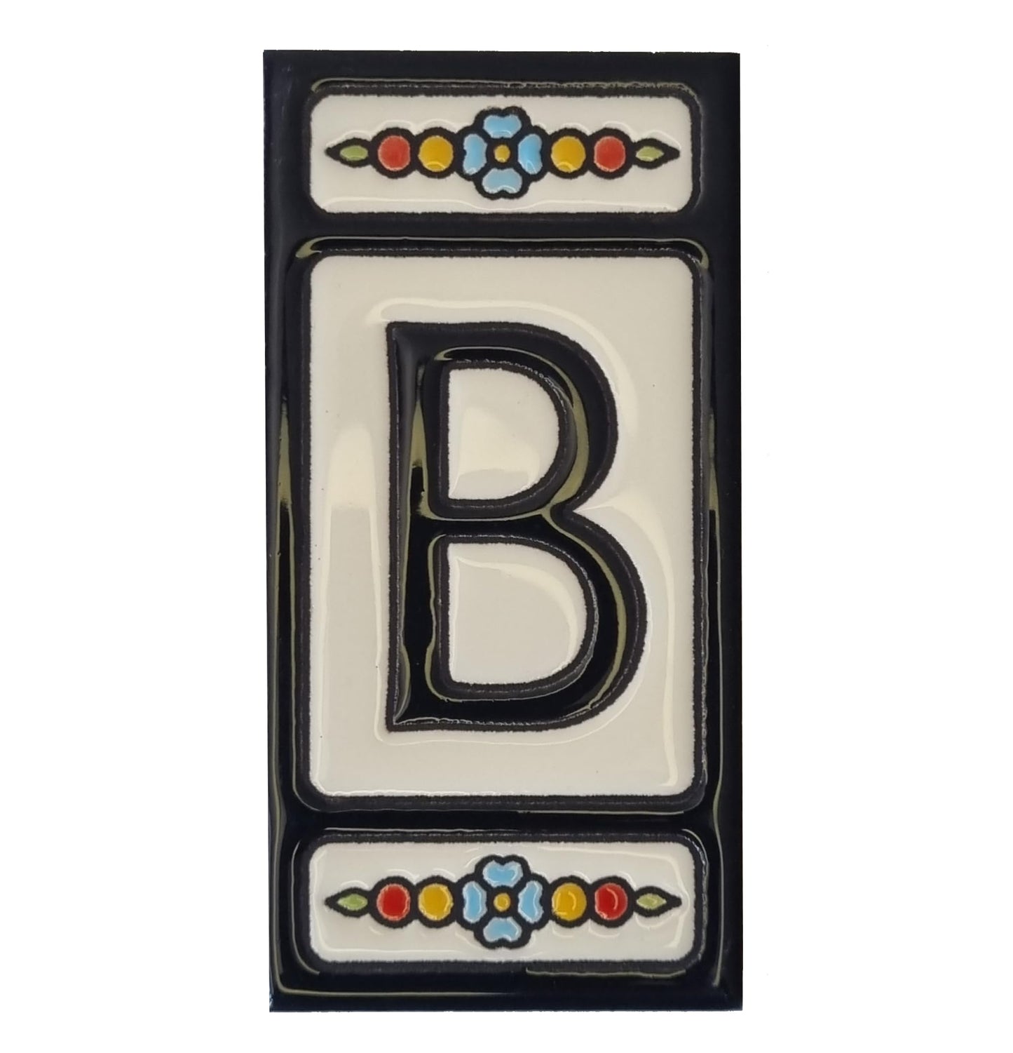 Hand-painted Atalaya M-5 Black Ceramic 11 x 5.5 cm or 2.165 x 4.331 inch House Number Tiles