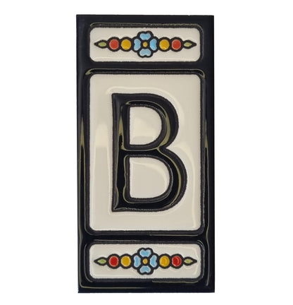 Hand-painted Atalaya M-5 Black Ceramic 11 x 5.5 cm or 2.165 x 4.331 inch House Number Tiles