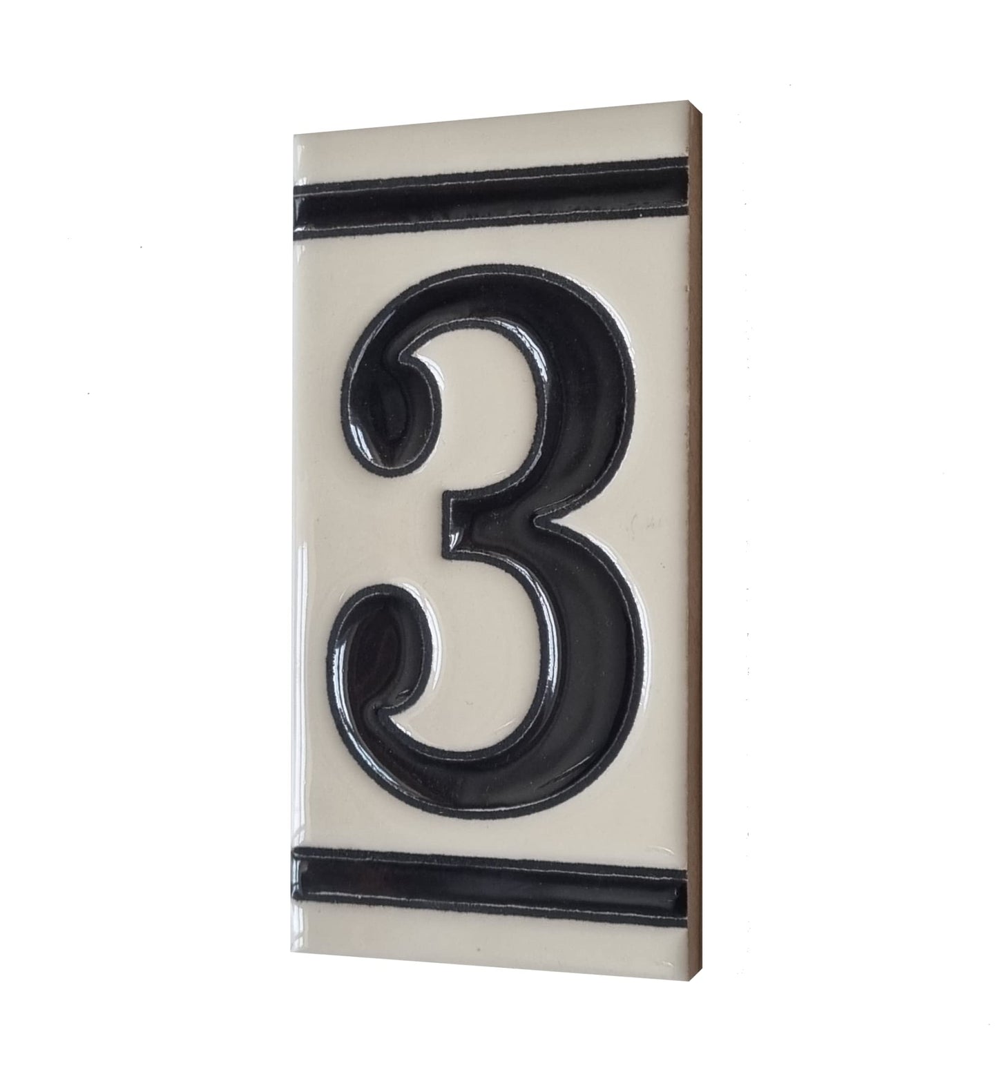 French White Classic Hand-Painted House Number Tiles 4.3' x 2.2' 11 x 5.5cm & Optional Metal Frames