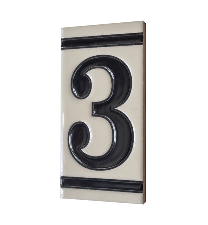 French White Classic Hand-Painted House Number Tiles 4.3' x 2.2' 11 x 5.5cm & Optional Metal Frames