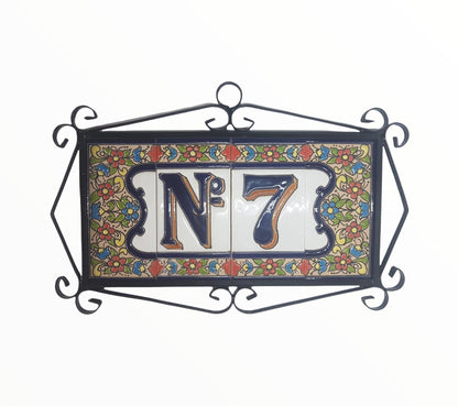 Hand-painted Ceramic Numbers & Letters Tiles Red Blue & Green Floral 11 x 5.5cm 2 to 7 Tile Frames