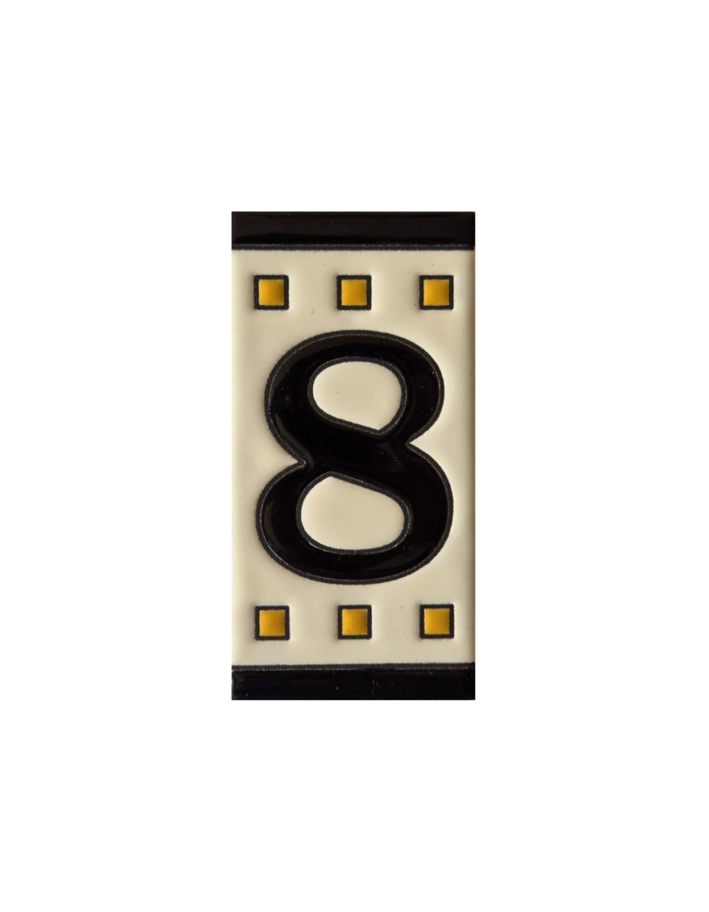 Spanish Solo Hand-painted Ceramic House Number Tiles 11 x 5.5 cm